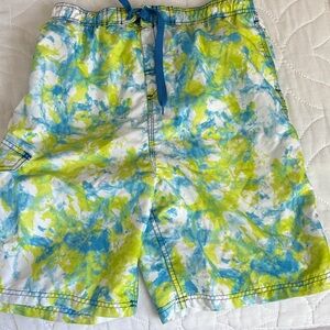 Kanu Surf Blue & Lime Tie-Dye Men's Swim Trunks